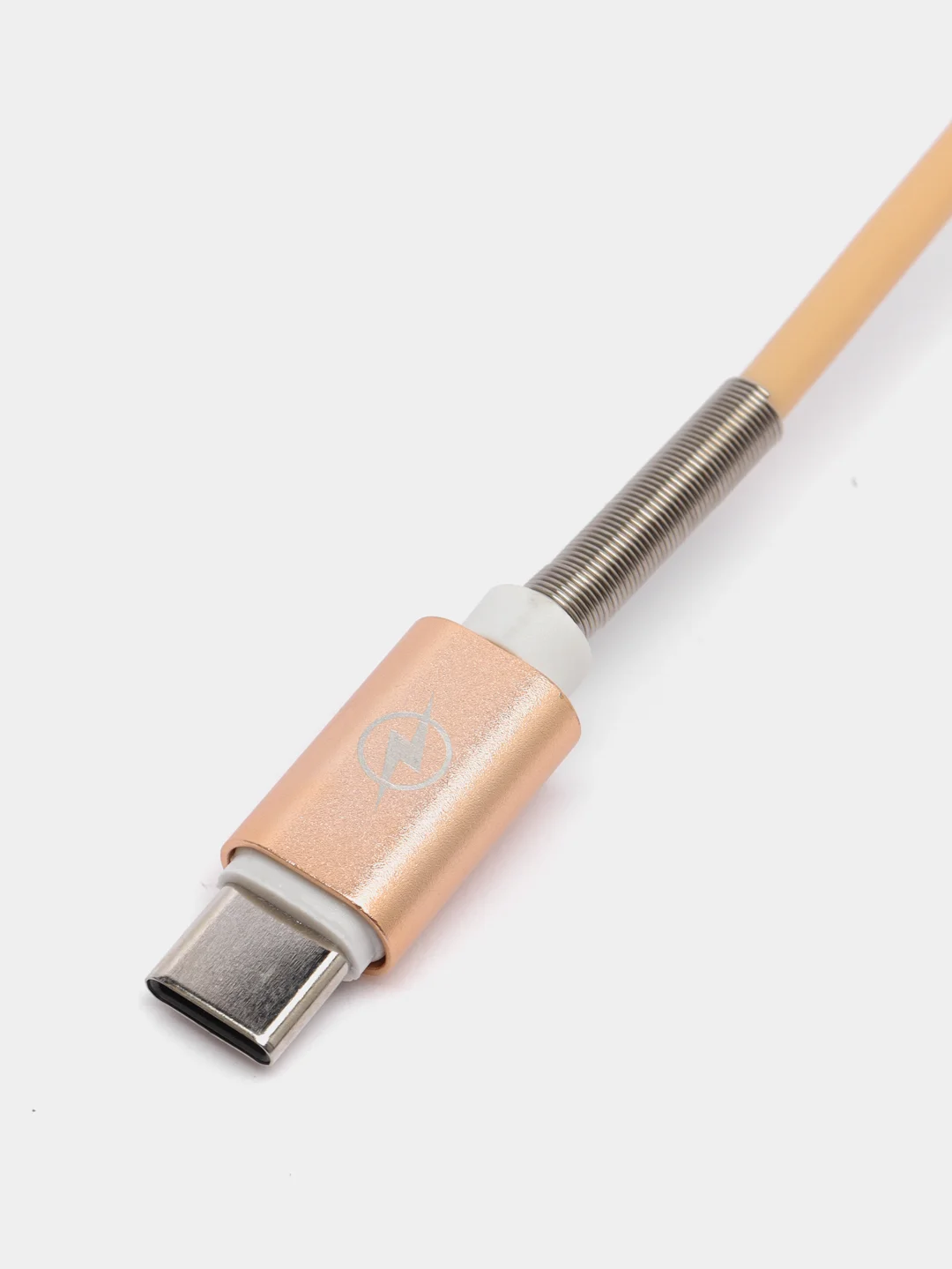 Бежевый кабель зарядный Micro-USB, Type-C, Lightning, 1 м