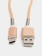 Бежевый кабель зарядный Micro-USB, Type-C, Lightning, 1 м