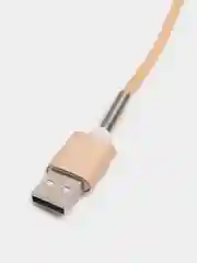 Бежевый кабель зарядный Micro-USB, Type-C, Lightning, 1 м