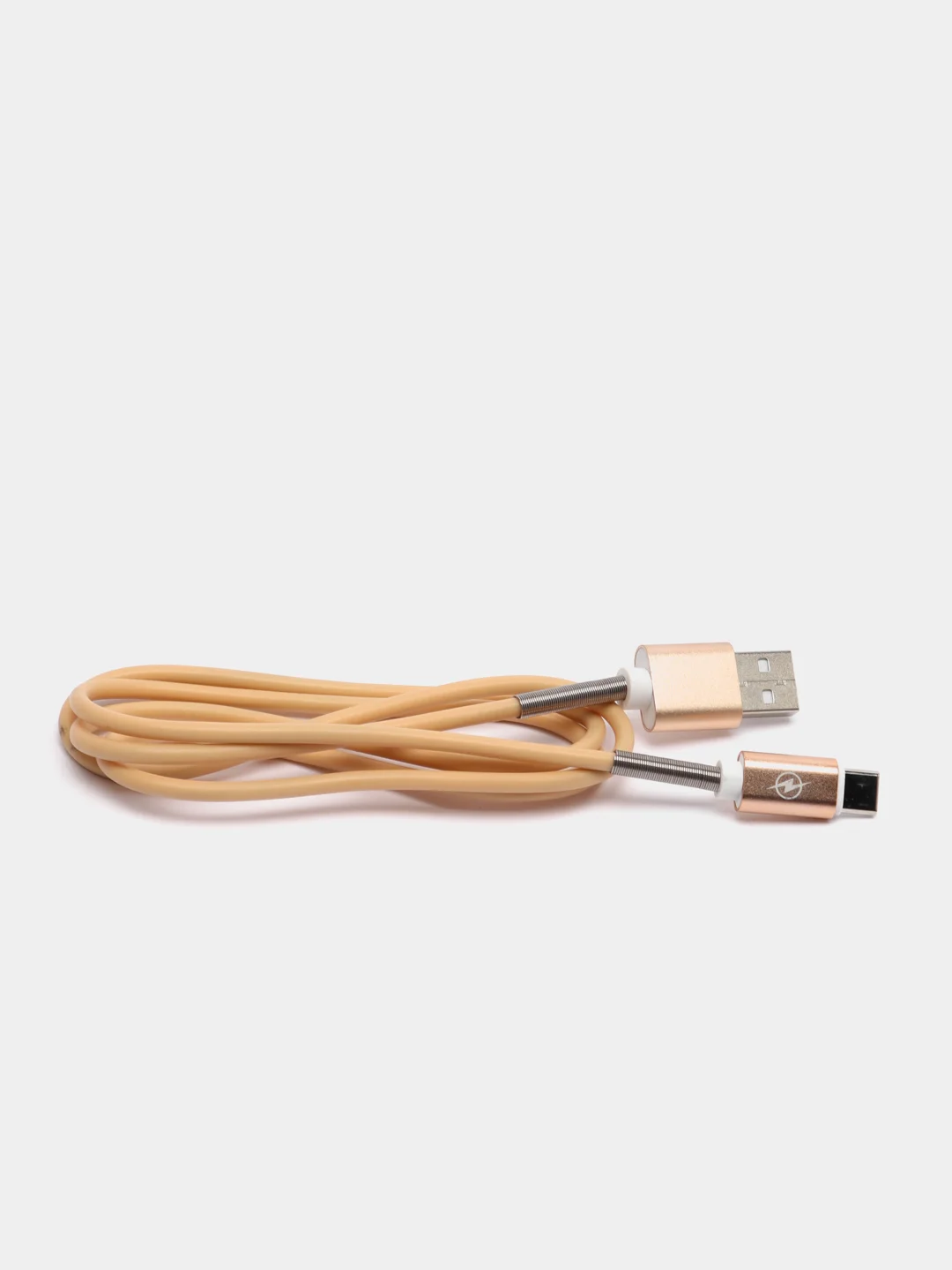 Бежевый кабель зарядный Micro-USB, Type-C, Lightning, 1 м