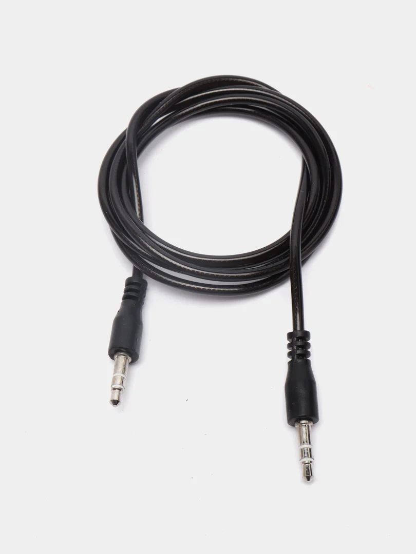 Кабель AUX jack 3.5 мм, прямой коннектор, черный