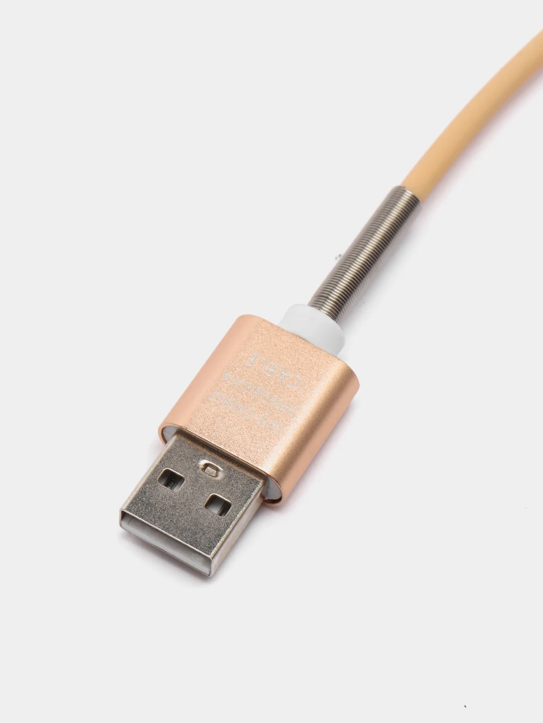 Бежевый кабель зарядный Micro-USB, Type-C, Lightning, 1 м