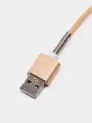Бежевый кабель зарядный Micro-USB, Type-C, Lightning, 1 м