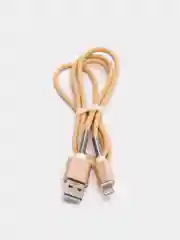 Бежевый кабель зарядный Micro-USB, Type-C, Lightning, 1 м