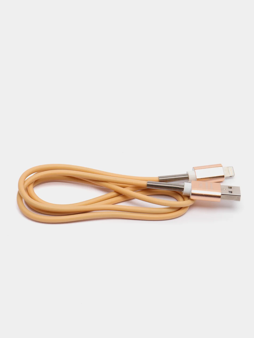 Бежевый кабель зарядный Micro-USB, Type-C, Lightning, 1 м