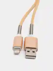 Бежевый кабель зарядный Micro-USB, Type-C, Lightning, 1 м
