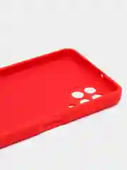 Красный чехол силиконовый с защитой камеры для Samsung A22, M22, M32 с бархатной подкладкой