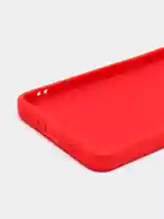 Красный чехол силиконовый с защитой камеры для Samsung A22, M22, M32 с бархатной подкладкой