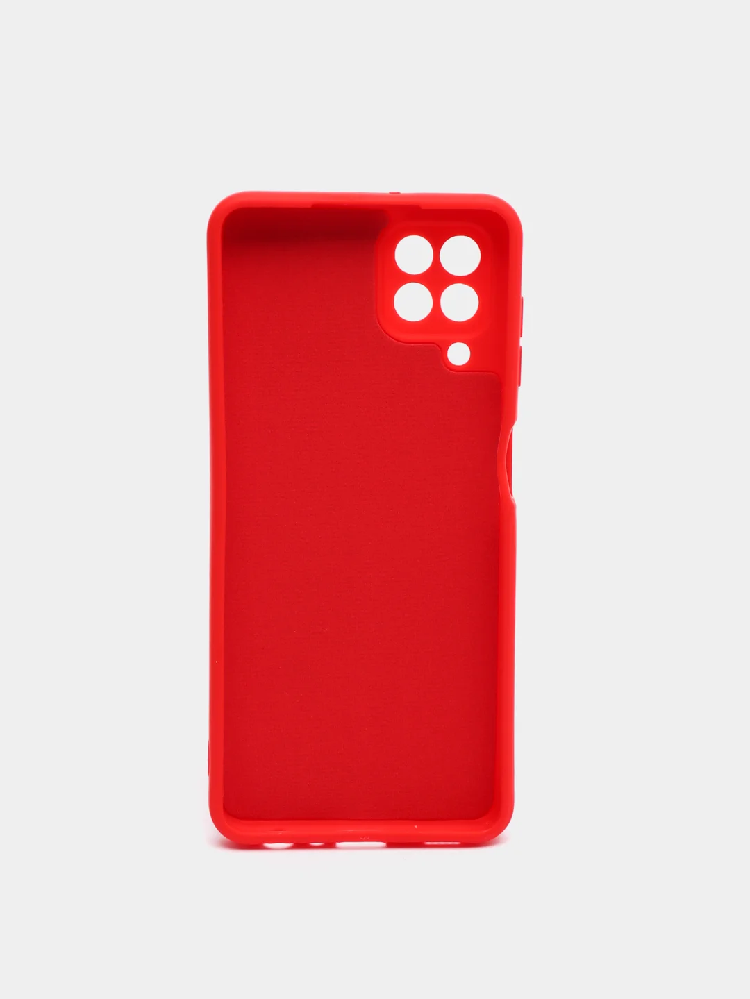 Красный чехол силиконовый с защитой камеры для Samsung A22, M22, M32 с бархатной подкладкой