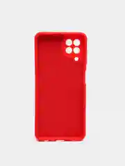 Красный чехол силиконовый с защитой камеры для Samsung A22, M22, M32 с бархатной подкладкой