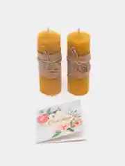Медовые восковые свечи из вощины в подарочной упаковке с открыткой / катаные свечи