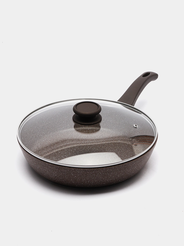 Сковорода Гардарика 1228-07-10 Алтай с ручкой soft-touch, крышкой 28 см
