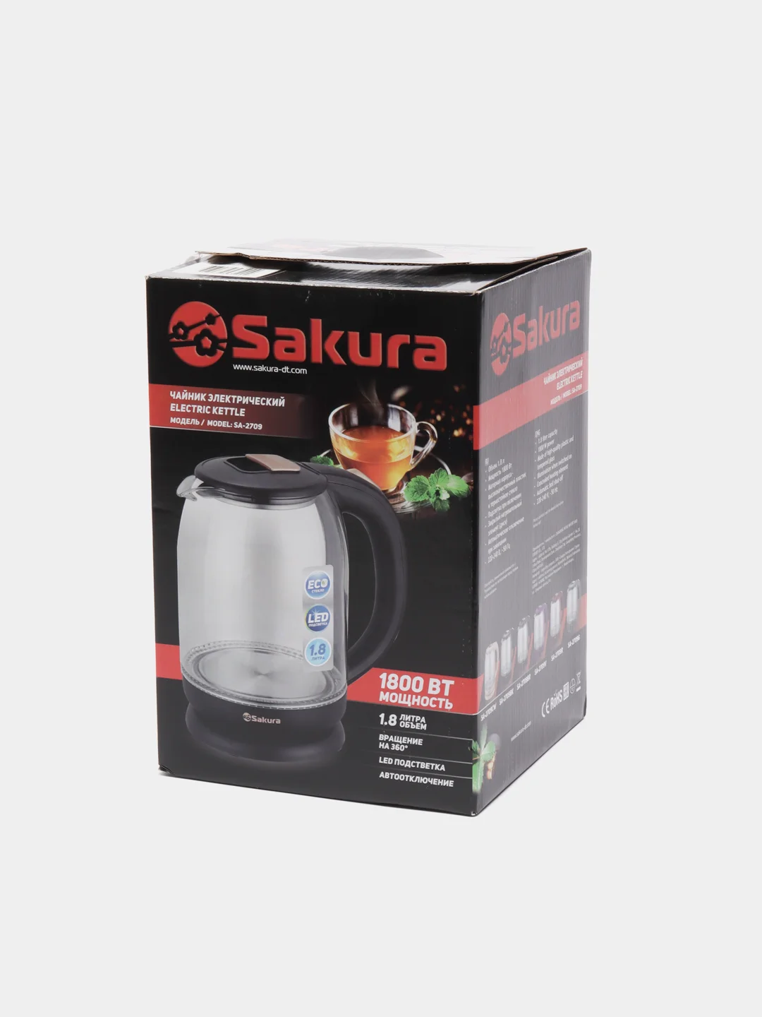 Черный чайник электрический Sakura SA-2709BK, 1.8 л