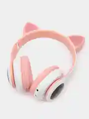 Розовый беспроводные Bluetooth-наушники STN-28, с кошачьими светящимися ушками, детские