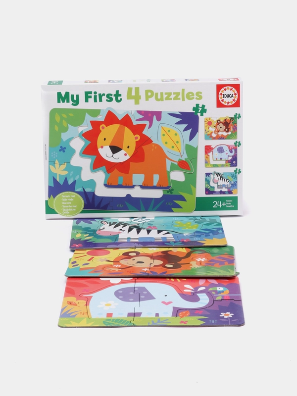 Игрушка-головоломка пазл 4 в 1 "Животные в джунглях"