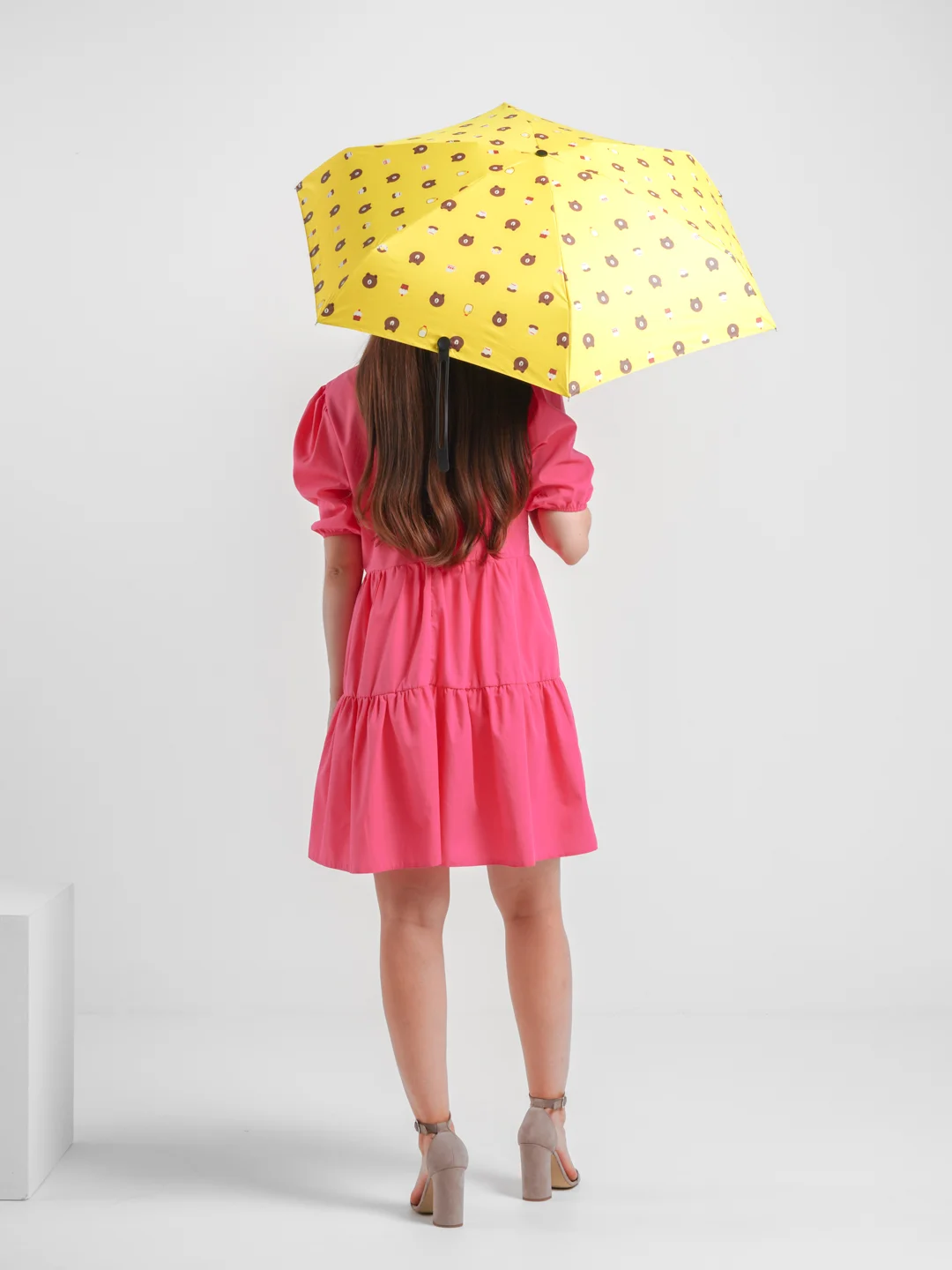 Голубой карманный складной зонт GD Little Daisy, 17,5 см