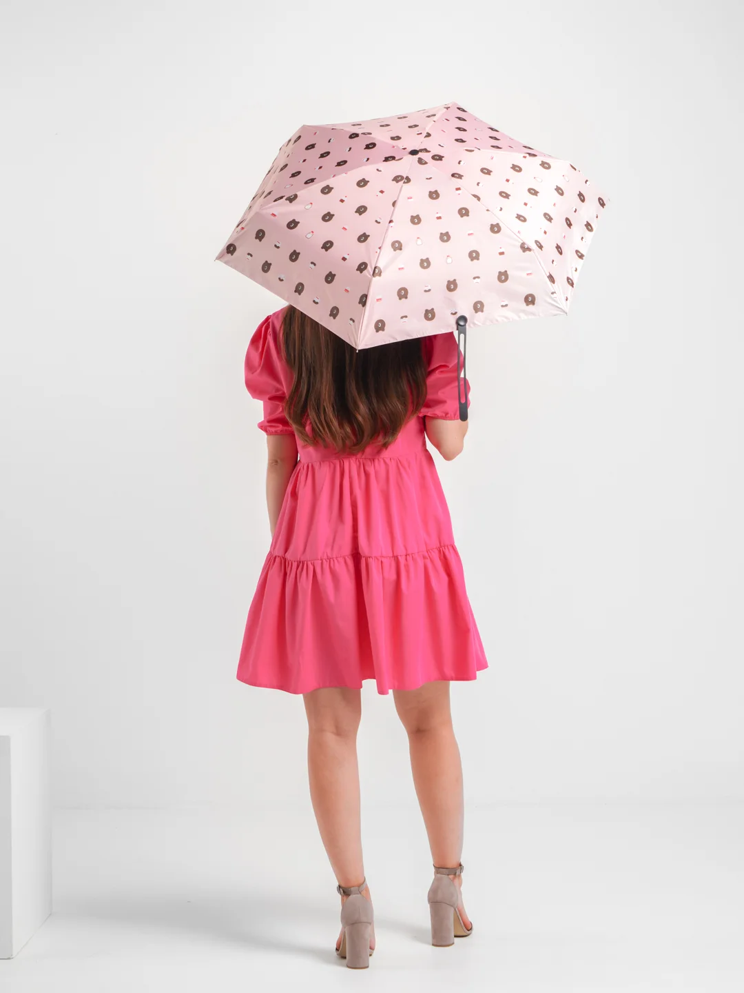 Розовый карманный складной зонт GD Little Daisy, 17,5 см
