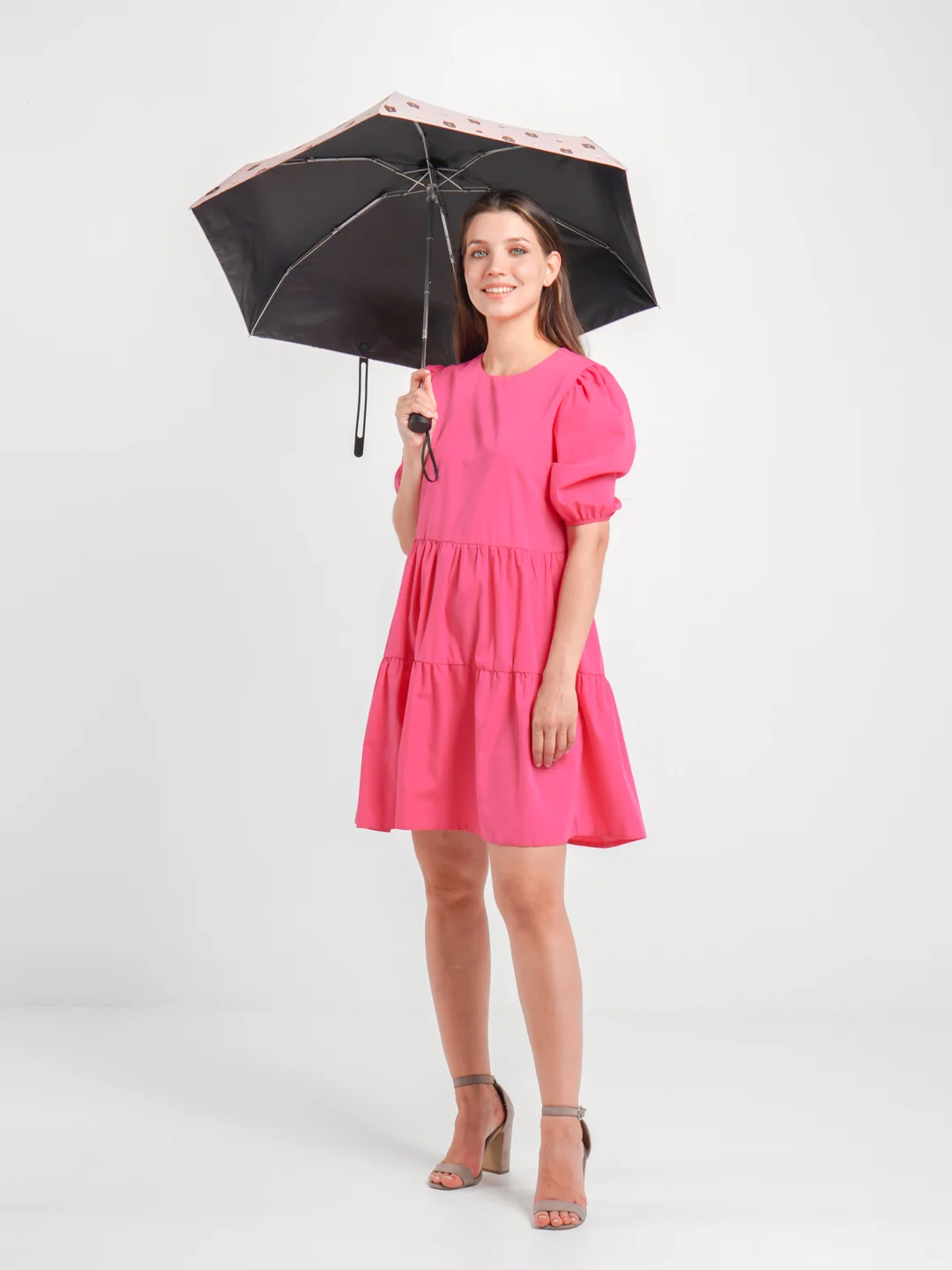 Розовый карманный складной зонт GD Little Daisy, 17,5 см