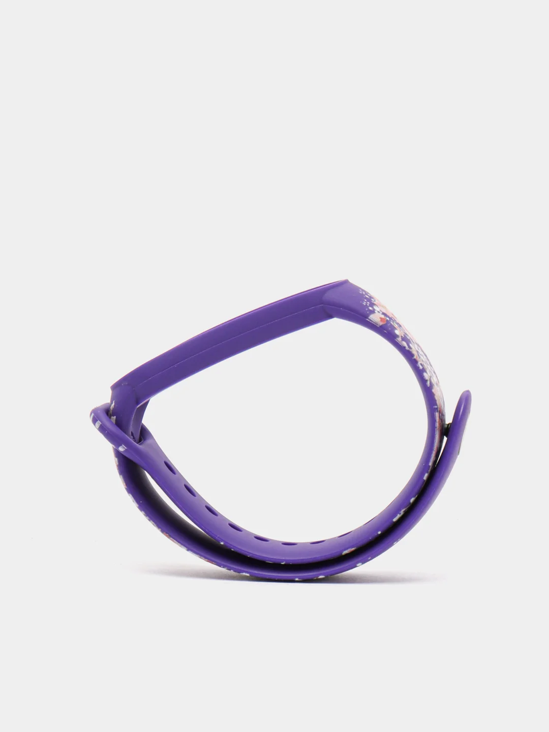 Фиолетовый силиконовый ремешок для Xiaomi mi band 3 / 4 / 5 / 6 / 7 принты с цветами
