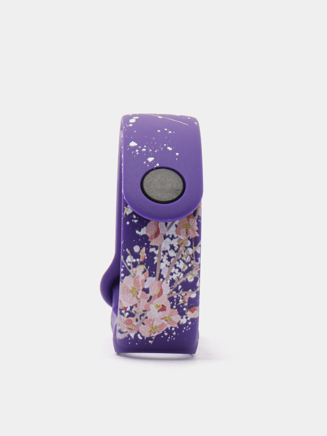 Фиолетовый силиконовый ремешок для Xiaomi mi band 3 / 4 / 5 / 6 / 7 принты с цветами