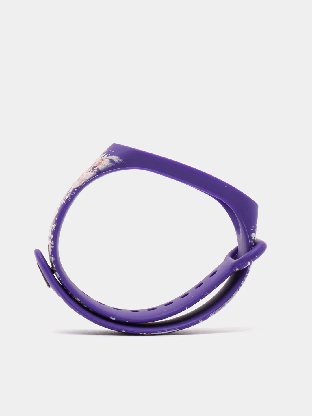 Фиолетовый силиконовый ремешок для Xiaomi mi band 3 / 4 / 5 / 6 / 7 принты с цветами