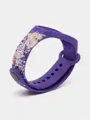 Фиолетовый силиконовый ремешок для Xiaomi mi band 3 / 4 / 5 / 6 / 7 принты с цветами