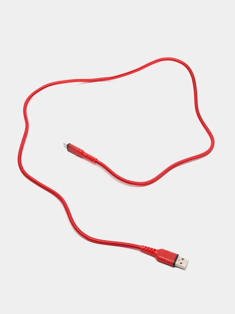 Красный кабель зарядный Hoco X59 на Type-C, Micro-USB, Lightning, антизагиб (для iPhone и Android)