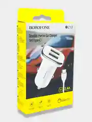 Автомобильное зарядное устройство с кабелем, 2 USB, 2.4A Borofone BZ12