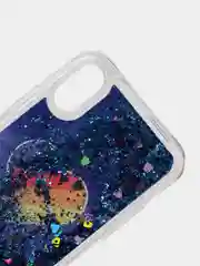 Синий чехол iPhone X / Xs силиконовый переливающийся жидкий с блестками