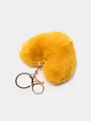 Желтый брелок меховой в форме сердца, брелок на сумку, на рюкзак