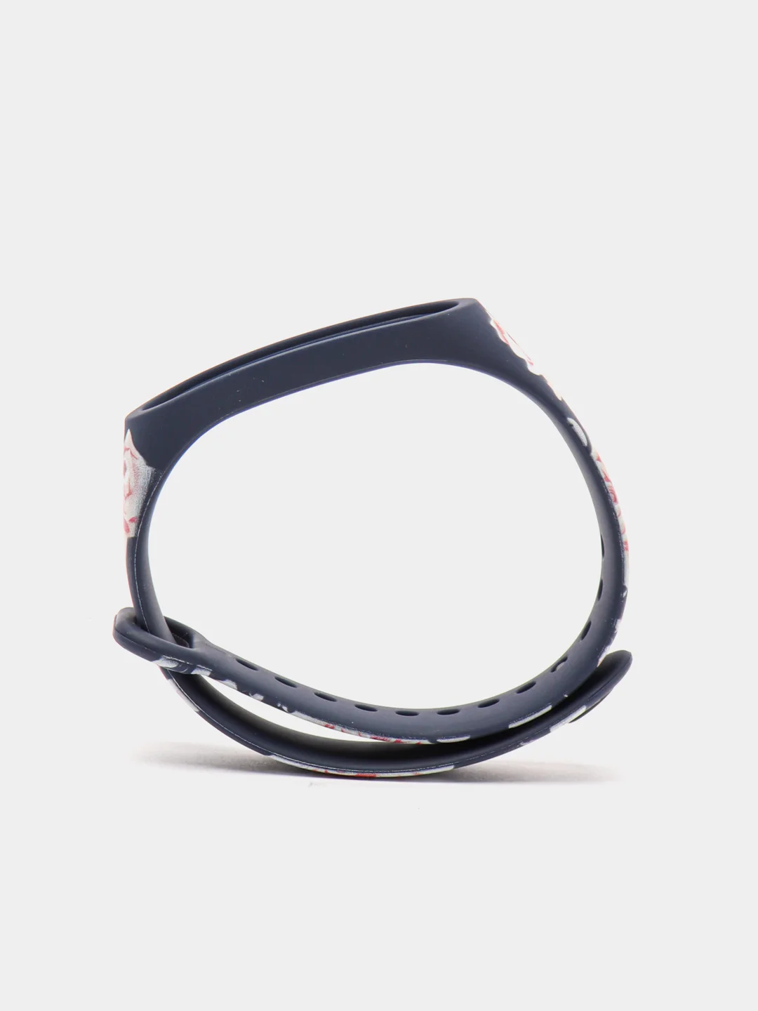 Темно-синий силиконовый ремешок для Xiaomi mi band 3 / 4 / 5 / 6 / 7 принты с цветами