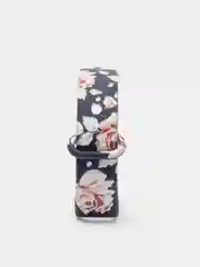 Темно-синий силиконовый ремешок для Xiaomi mi band 3 / 4 / 5 / 6 / 7 принты с цветами