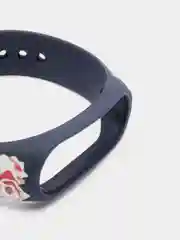 Темно-синий силиконовый ремешок для Xiaomi mi band 3 / 4 / 5 / 6 / 7 принты с цветами