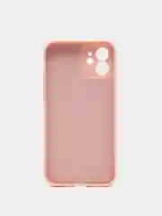 Розовый чехол для Phone 11, 12 силиконовый с бархатной подкладкой и прямыми бортами