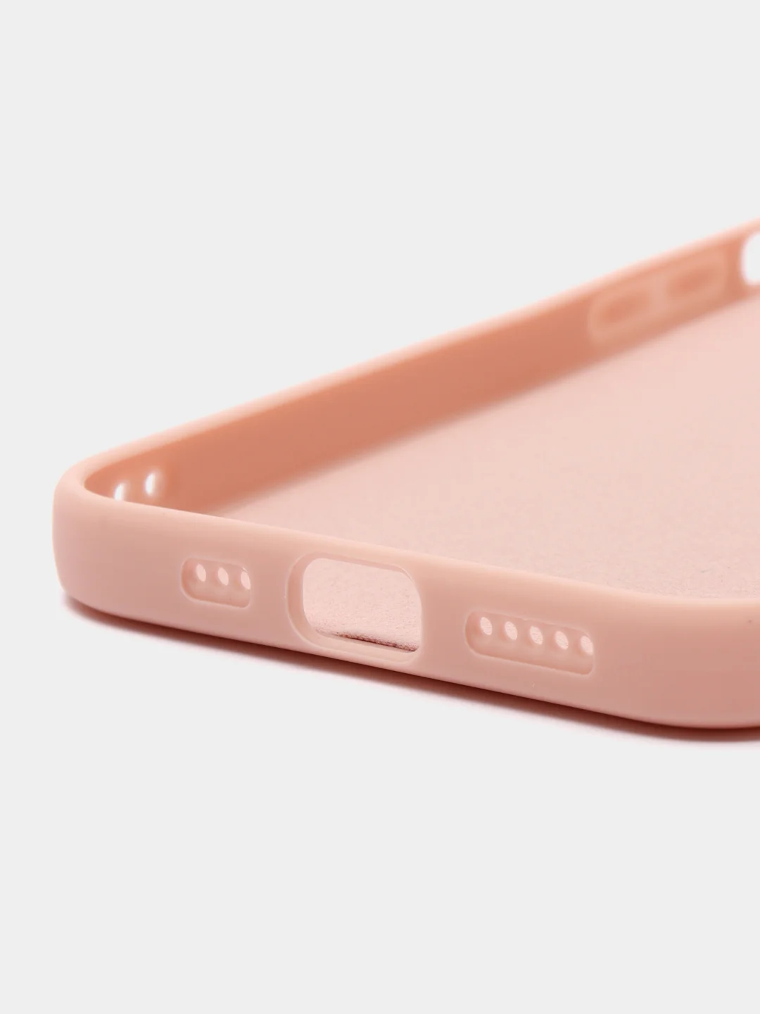 Розовый чехол для Phone 11, 12 силиконовый с бархатной подкладкой и прямыми бортами