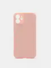 Розовый чехол для Phone 11, 12 силиконовый с бархатной подкладкой и прямыми бортами