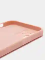 Розовый чехол для Phone 11, 12 силиконовый с бархатной подкладкой и прямыми бортами