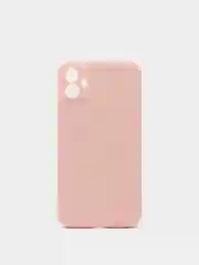 Розовый чехол для Phone 11, 12 силиконовый с бархатной подкладкой и прямыми бортами