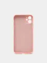 Розовый чехол для Phone 11, 12 силиконовый с бархатной подкладкой и прямыми бортами