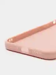 Розовый чехол для Phone 11, 12 силиконовый с бархатной подкладкой и прямыми бортами