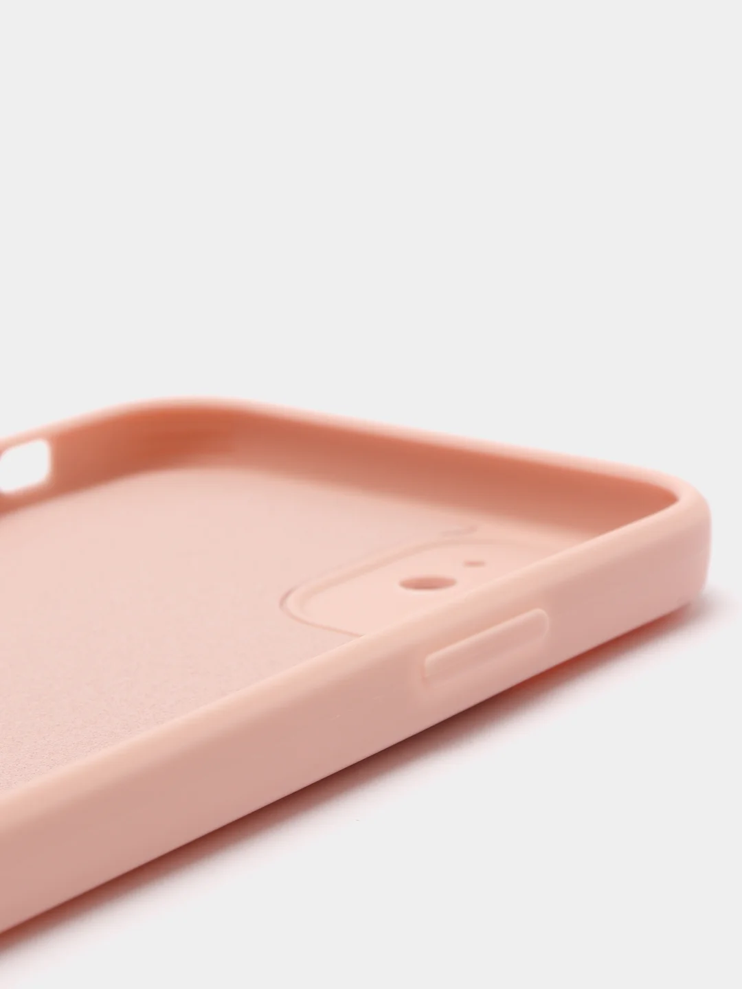 Розовый чехол для Phone 11, 12 силиконовый с бархатной подкладкой и прямыми бортами