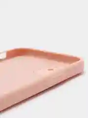 Розовый чехол для Phone 11, 12 силиконовый с бархатной подкладкой и прямыми бортами