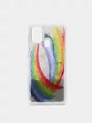 Коричневый чехол Samsung Galaxy M31 (Самсунг Галакси М31) переливающийся жидкий с блестками