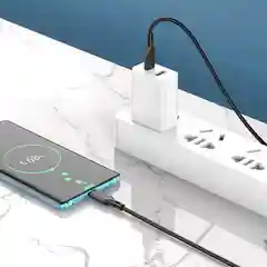 Черный usb Кабель зарядки Lightning iPhone Micro Type-C Android, iOS Borofone 1м, 60W, 3А
