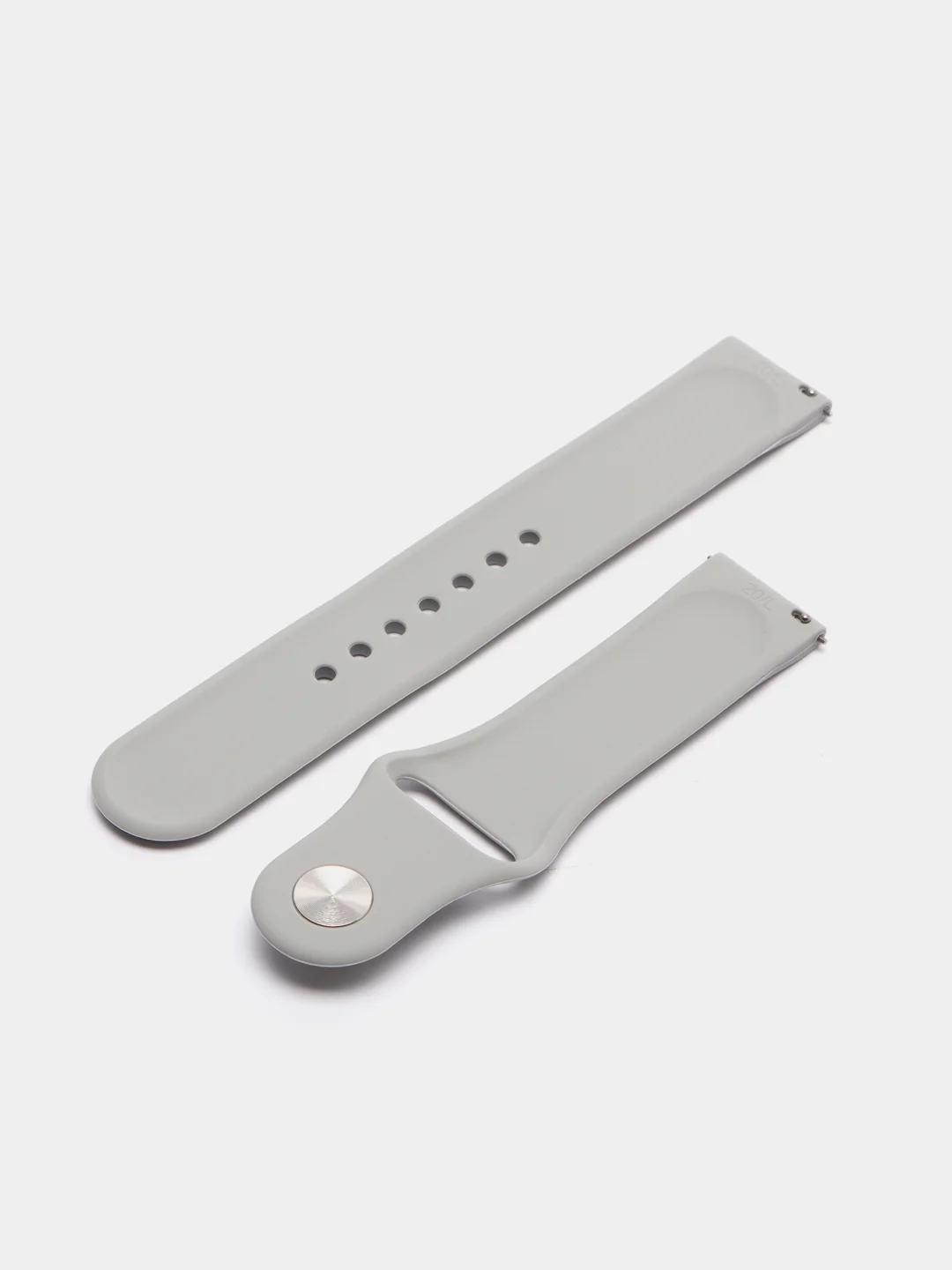 Серый силиконовый ремешок для Xiaomi Amazfit Bip / Huawei / Samsung, 20 мм / 22 мм, с кнопкой