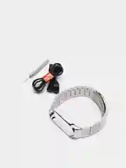 Серебряный металлический ремешок для Xiaomi Mi Band 3 / 4 / 5 / 6 стальной фитнес браслет
