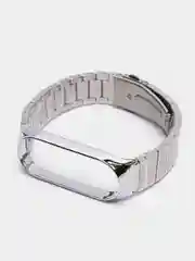 Серебряный металлический ремешок для Xiaomi Mi Band 3 / 4 / 5 / 6 стальной фитнес браслет