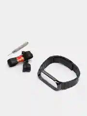 Черный металлический ремешок для Xiaomi Mi Band 3 / 4 / 5 / 6 стальной фитнес браслет