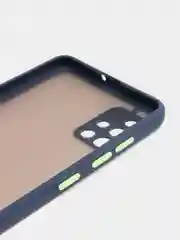 Темно-синий чехол Samsung Galaxy A51 полупрозрачный пластиковый матовый с цветными кнопками