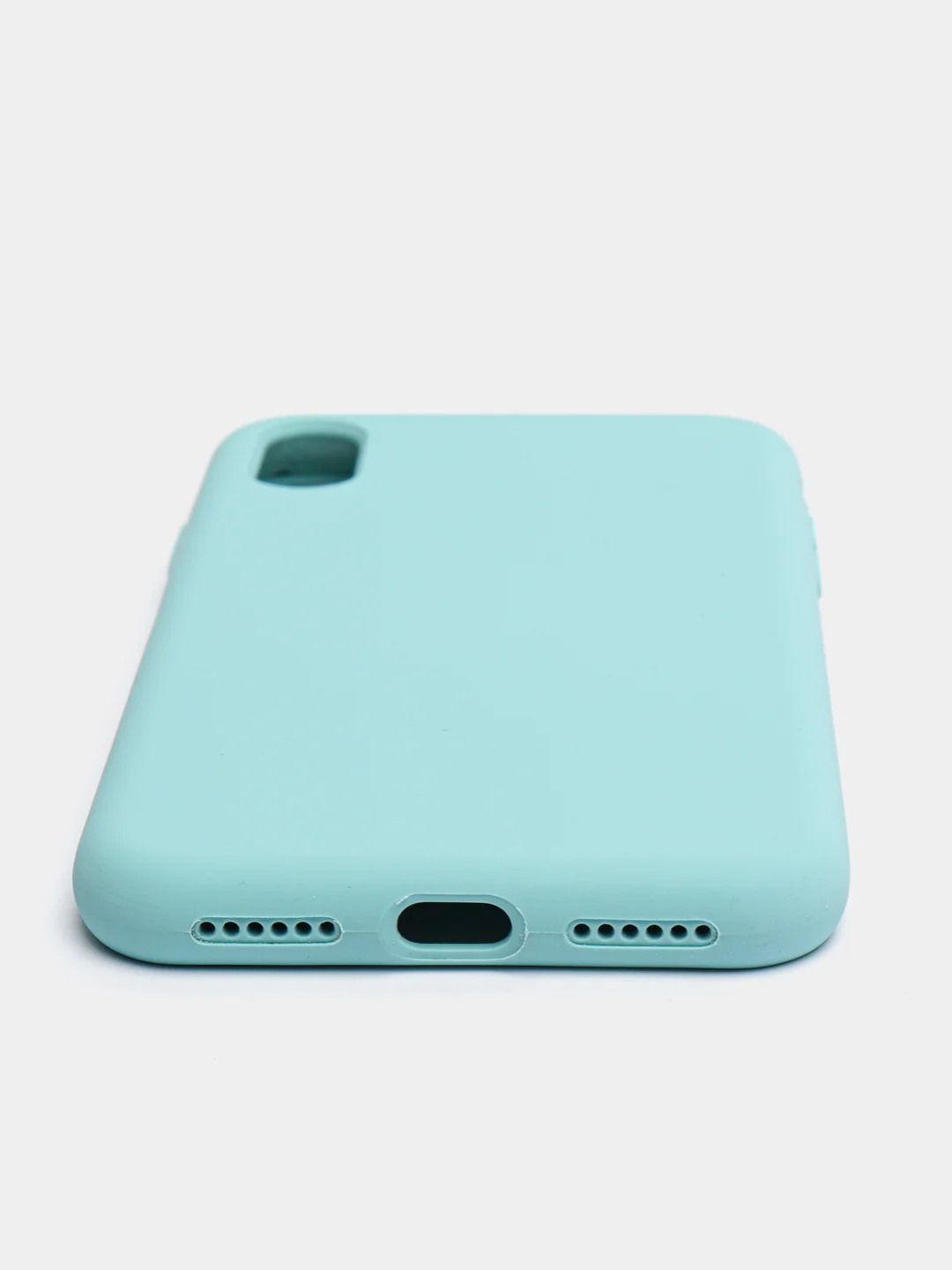 Мятный чехол на iPhone X, XS, XR, 7, 8, se, 12, 12 Pro, Mini, Max silicone case, закрытый низ, бархат внутри